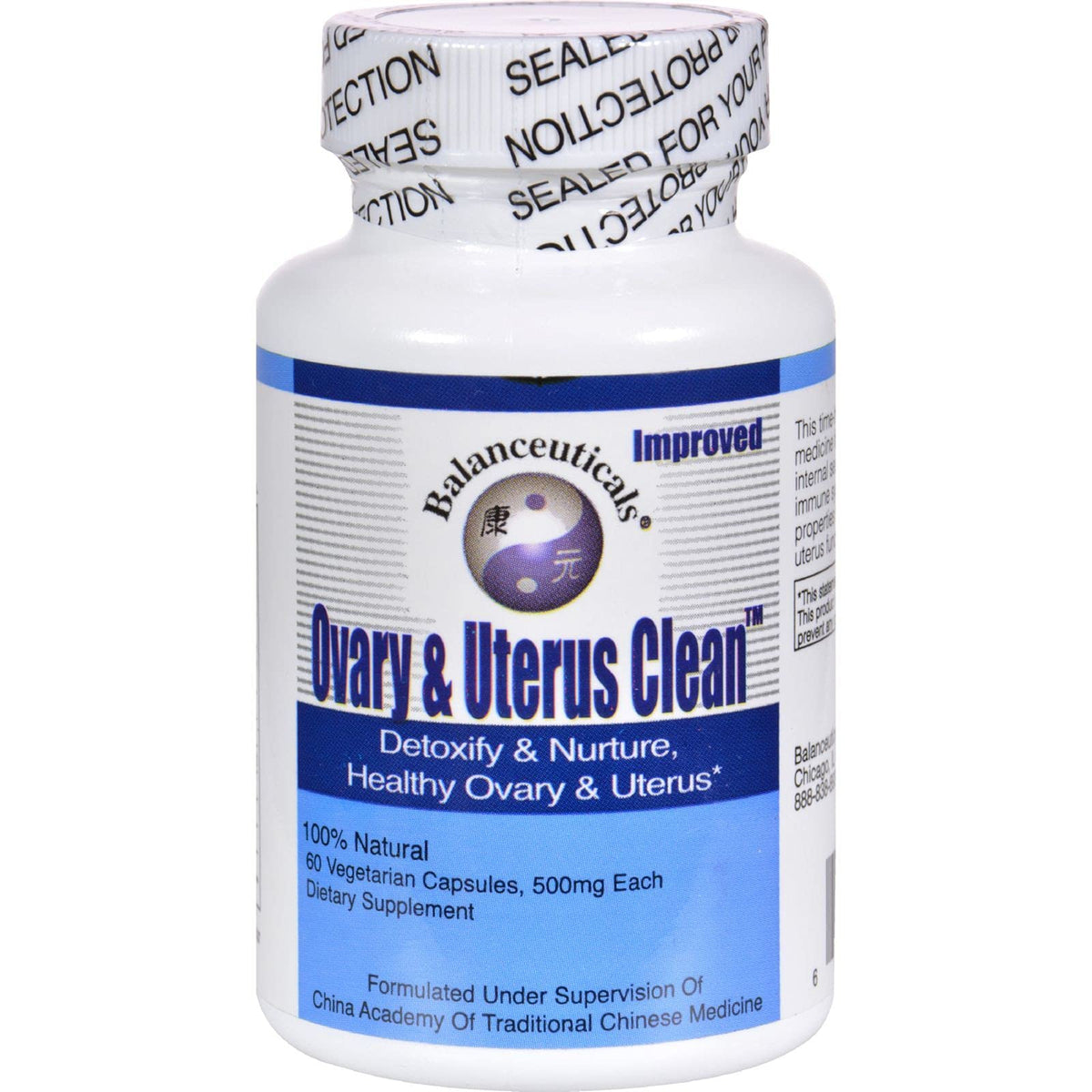 Balanceuticals Ovary & Uterus Clean 60 capsules, vue avant de l'emballage