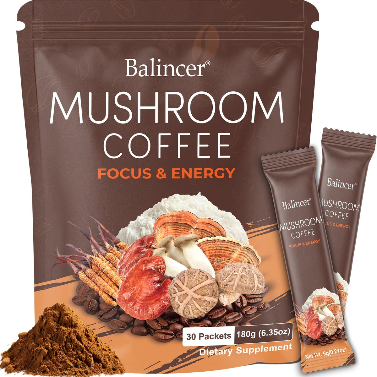 Balincer Café aux Champignons Adaptogènes paquet de 30 portions