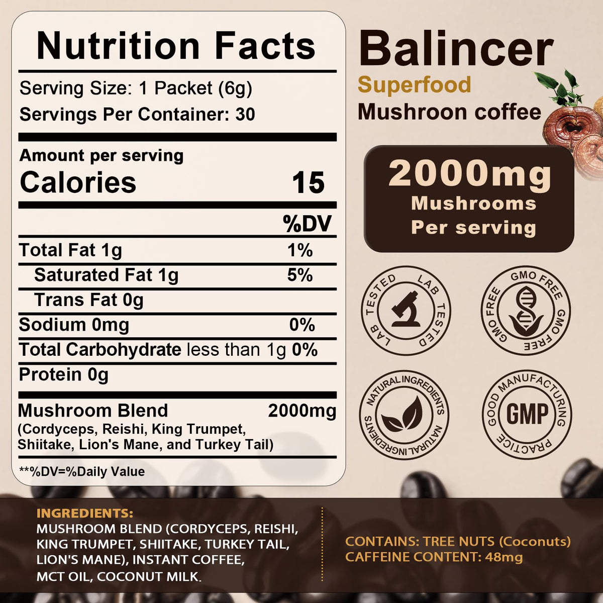 Balincer Café Champignon sachet individuel ouvert