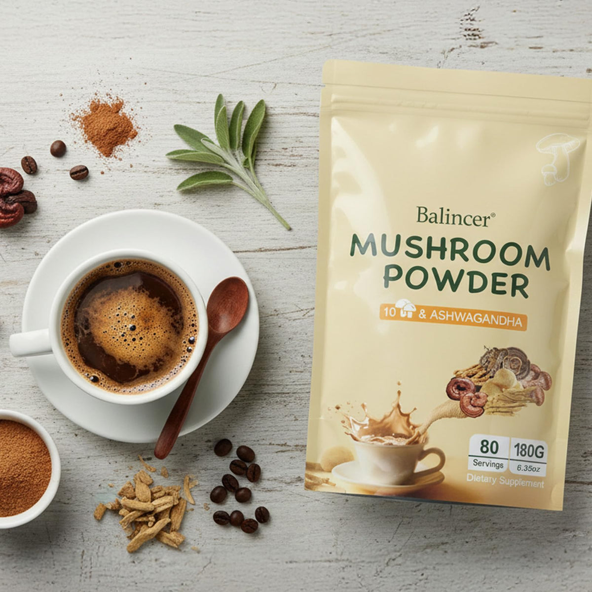 Balincer Poudre de Champignon 10 Variétés avec ingrédients naturels