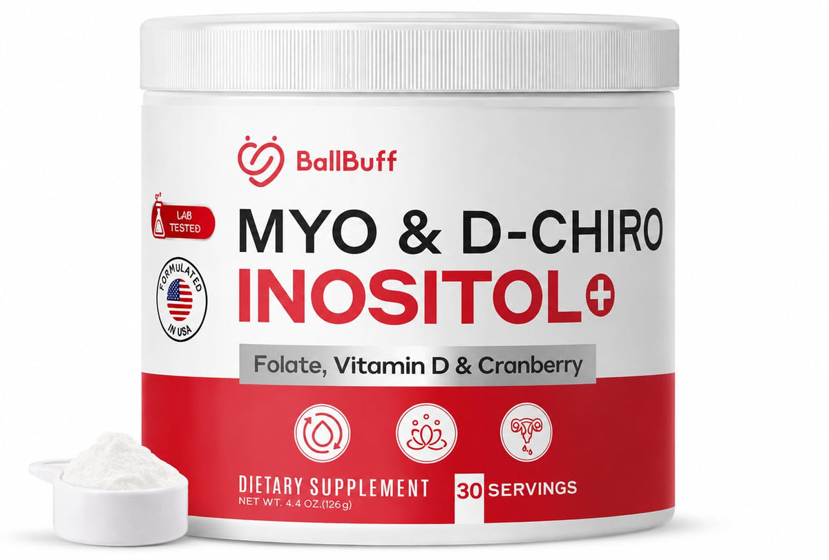 BallBuff poudre de Myo-Inositol et D-Chiro Inositol 40:1, vue de face