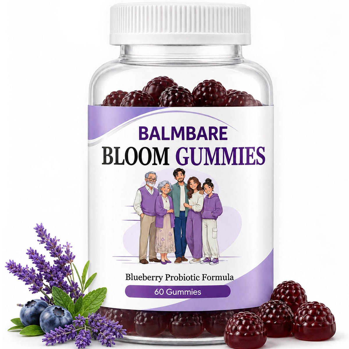 Balmbare Bloom Gummies 60 gummies saveur baie vue de face