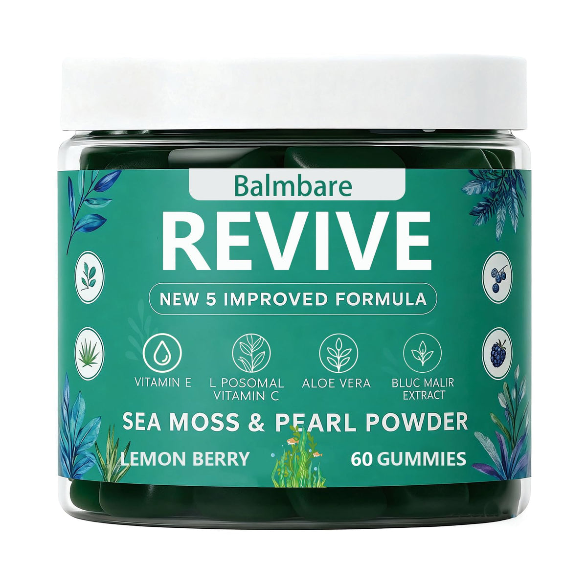 Balmbare Revive Gummies pour cheveux, vue avant du produit