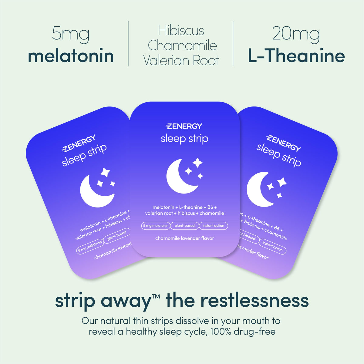 Bande de sommeil ZENERGY montrant la texture et le goût