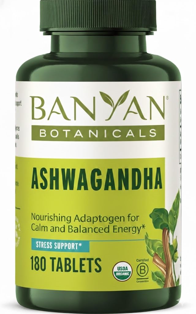 Banyan Botanicals Ashwagandha Bio 1000mg flacon de 180 comprimés