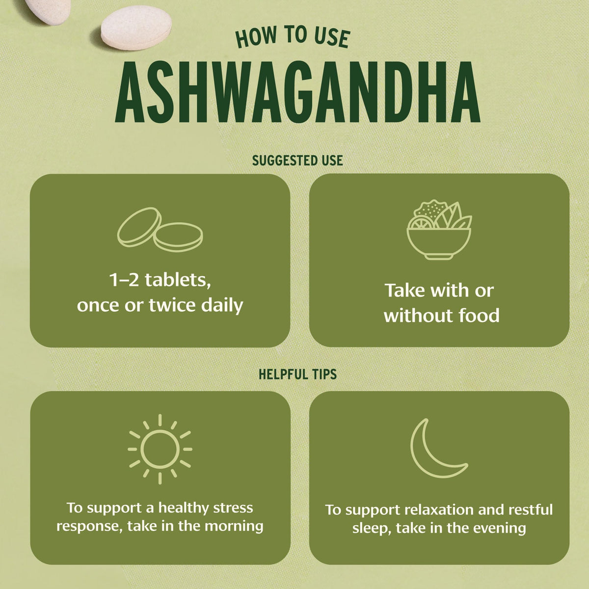 Banyan Botanicals Ashwagandha Bio comprimés en vue de près