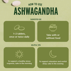 Banyan Botanicals Ashwagandha Bio comprimés en vue de près