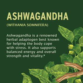 Banyan Botanicals Ashwagandha Bio comprimés sur une table