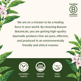 Banyan Botanicals Everyday Greens comprimés bio sur une table en bois