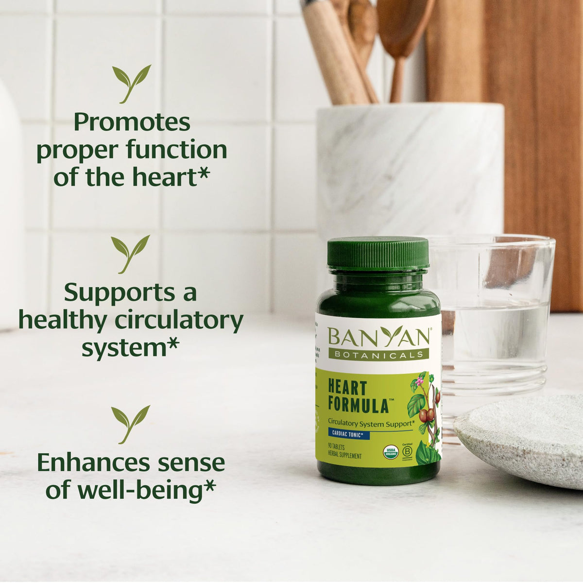 Banyan Botanicals Formule Cardiaque Bio, étiquette et ingrédients