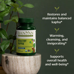 Banyan Botanicals Healthy Kapha emballage et comprimés