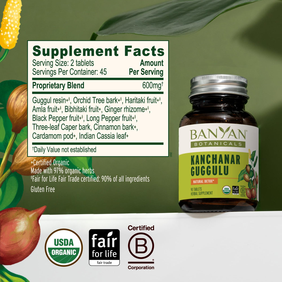 Banyan Botanicals Kanchanar Guggulu avec d'autres suppléments