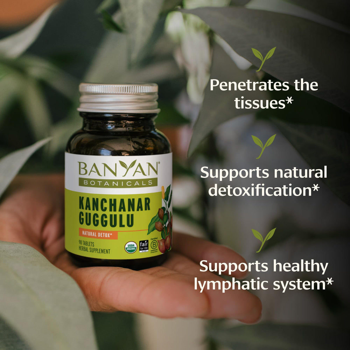 Banyan Botanicals Kanchanar Guggulu contenant et étiquette