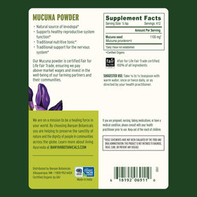 Banyan Botanicals Kapikacchu Poudre 465g vue arrière avec informations nutritionnelles