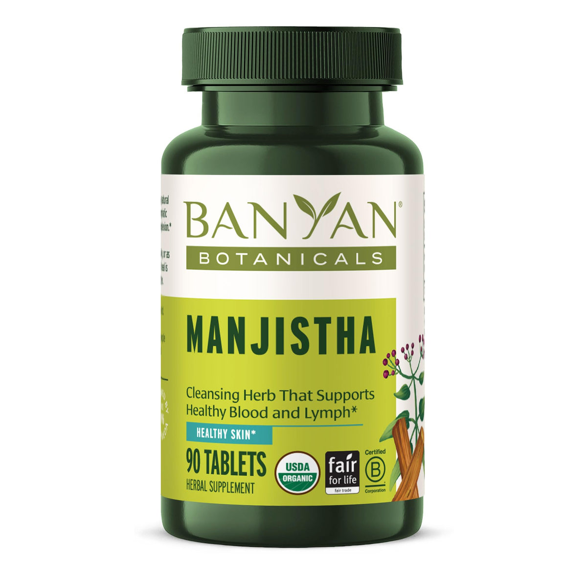 Banyan Botanicals Manjistha 90 comprimés bio, emballage avant
