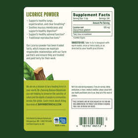 Banyan Botanicals Poudre de Réglisse Bio 240g vue arrière