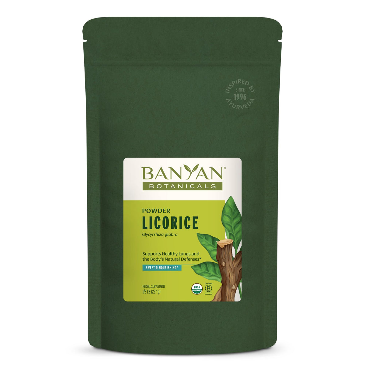 Banyan Botanicals Poudre de Réglisse Bio 240g vue de face