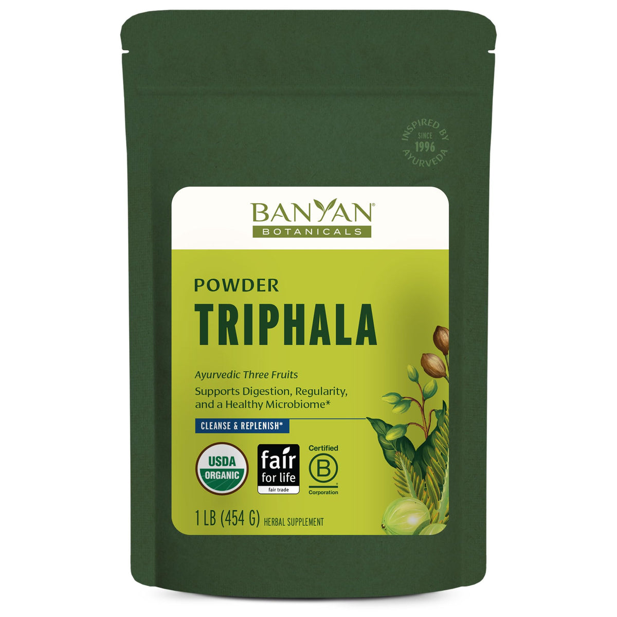 Banyan Botanicals Poudre de Triphala Bio 472g vue de face