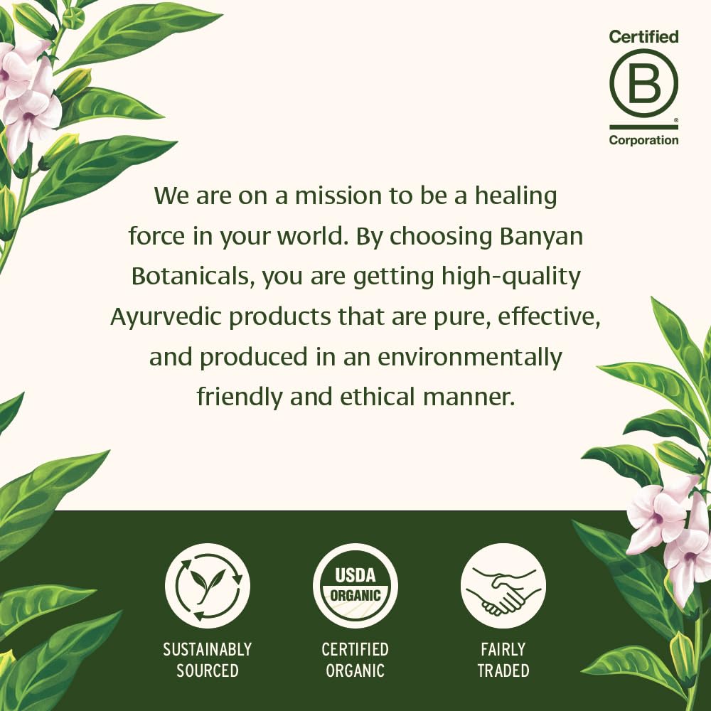 Banyan Botanicals produit sur une table en bois
