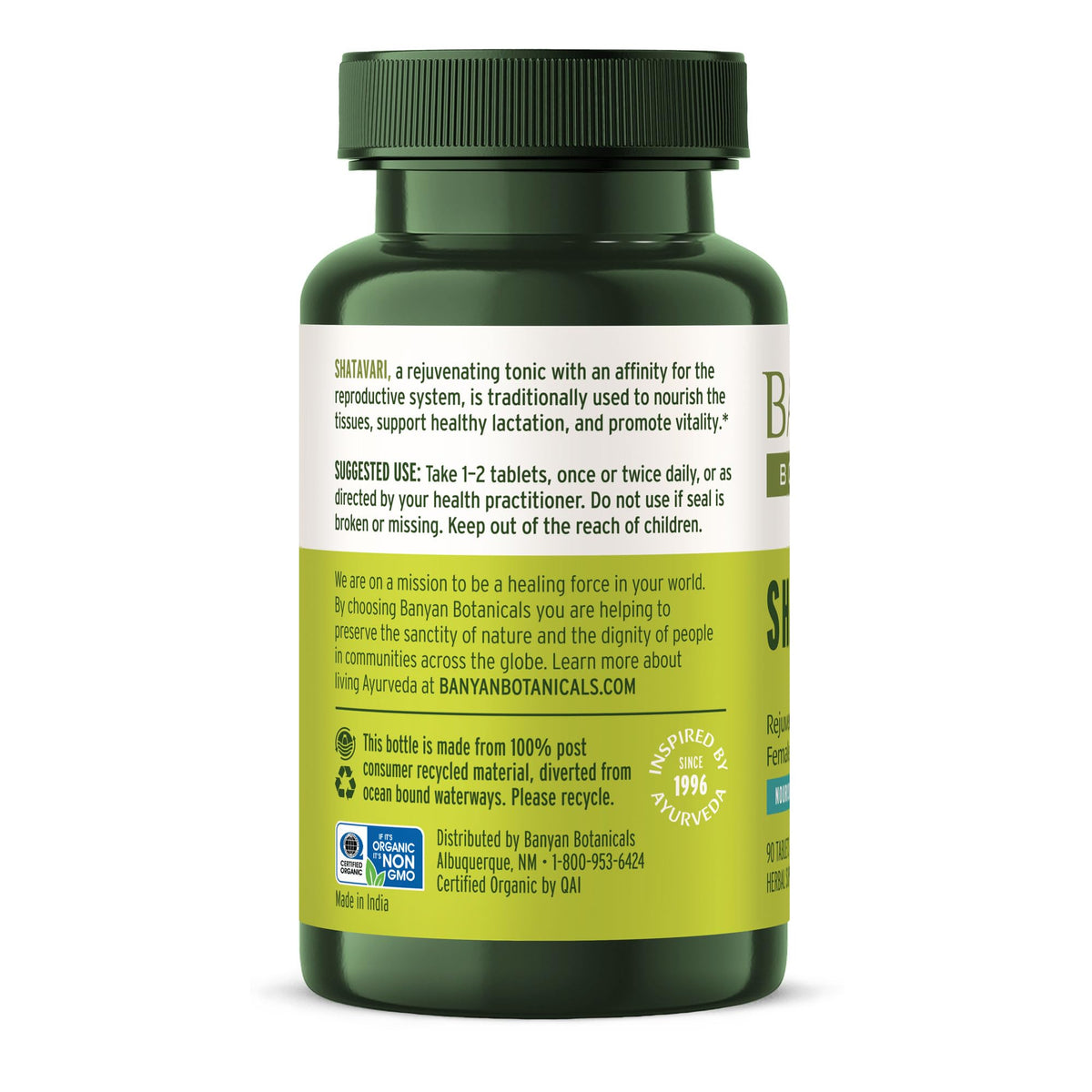 Banyan Botanicals Shatavari 90 Tablettes Bio avec des herbes