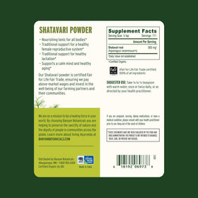 Banyan Botanicals Shatavari Poudre Bio 91g - vue latérale