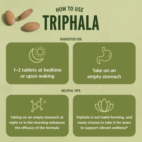 Banyan Botanicals Triphala Bio comprimés en gros plan