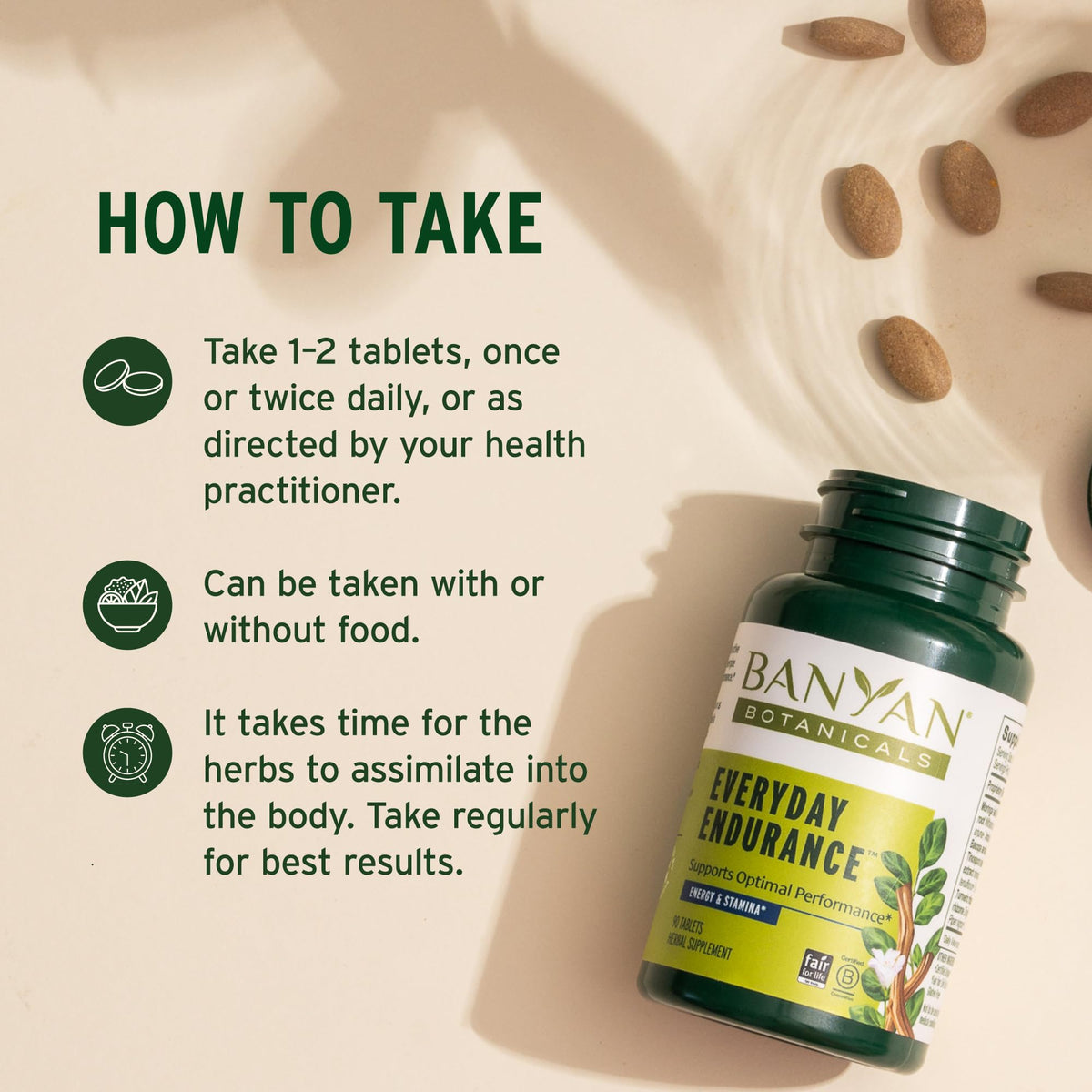 Banyan Botanicals Vitalité Quotidienne comprimés dans une main