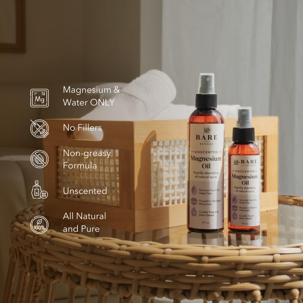 BARE BOTANICS Spray d'Huile de Magnésium 16oz avec bouchon