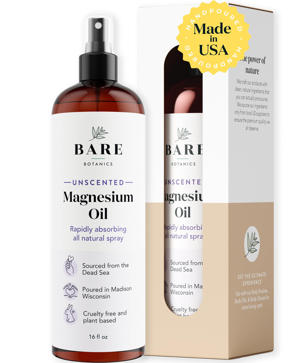 BARE BOTANICS Spray d'Huile de Magnésium 16oz vue avant