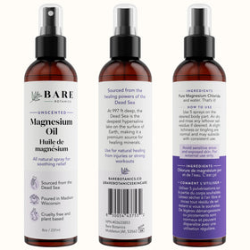 BARE BOTANICS Spray d'Huile de Magnésium 8oz dans un cadre naturel