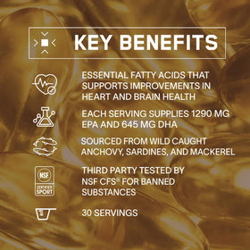 BARE PERFORMANCE NUTRITION gélule d'huile de poisson Omega 3 sur fond blanc