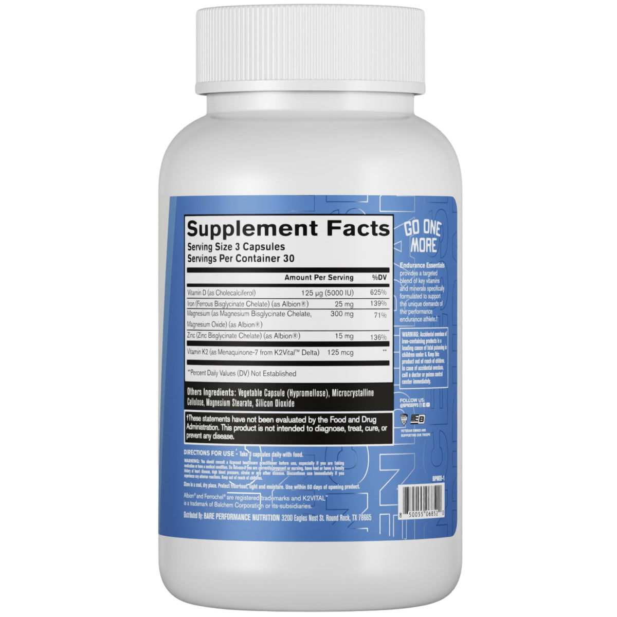 BARE PERFORMANCE NUTRITION Multivitamines Essentials capsules sur une table