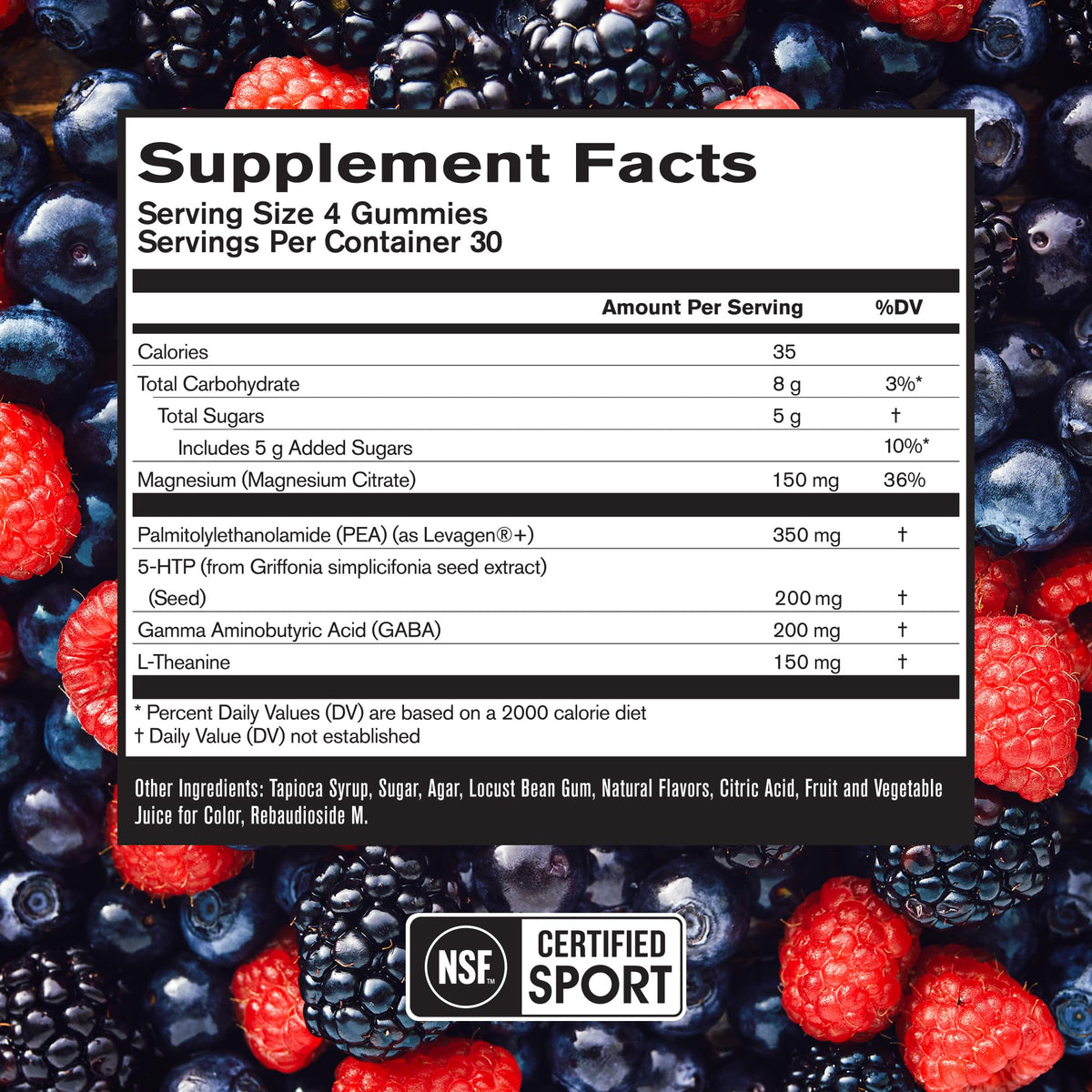 BARE PERFORMANCE NUTRITION Peak Sleep Gummy 449g vue arrière