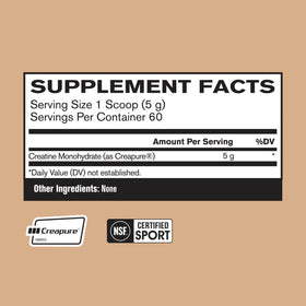 BARE PERFORMANCE NUTRITION Pure Creatine Monohydrate 5g powder in a scoop