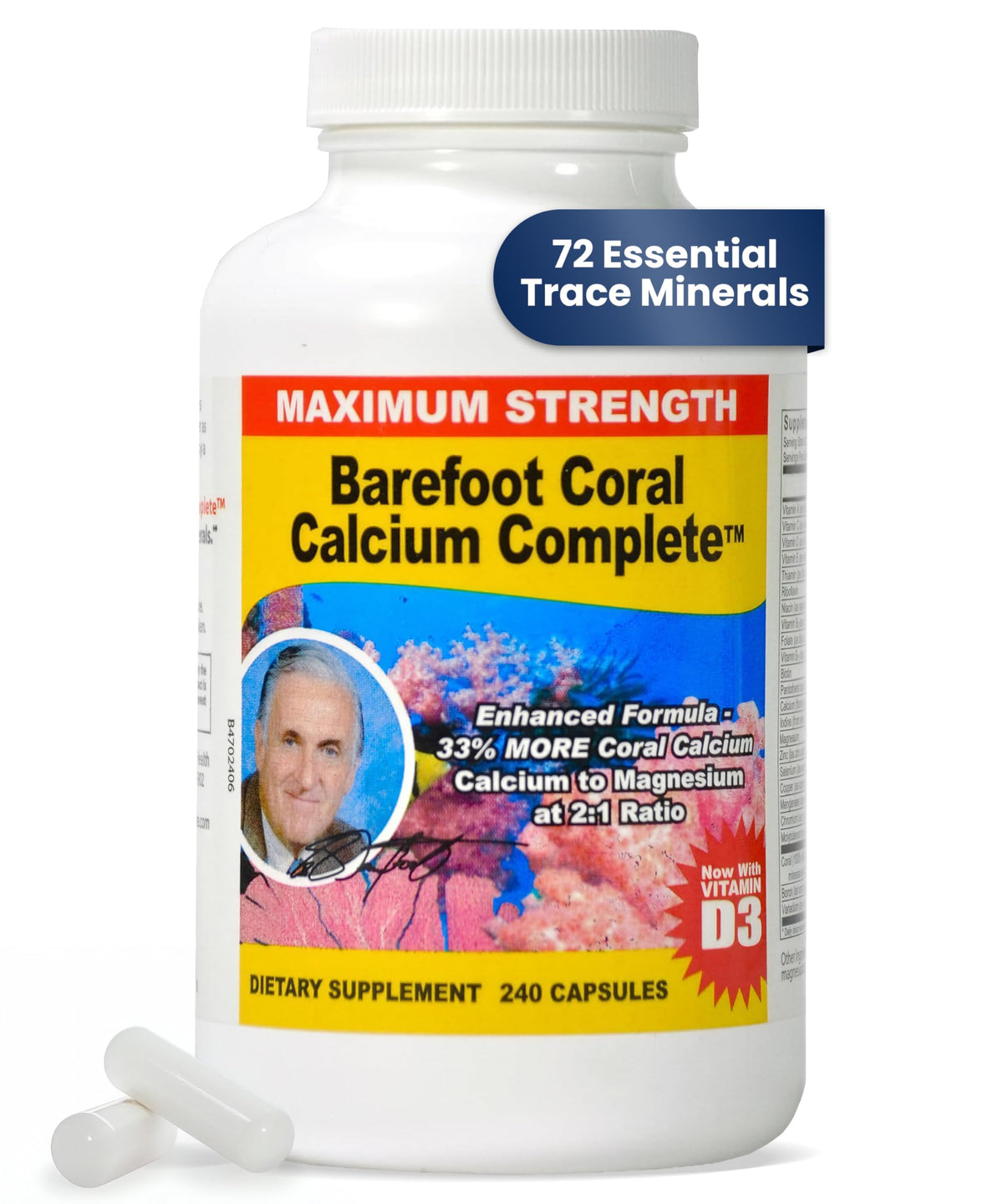 Barefoot Coral Calcium Complete 240 capsules vue de face