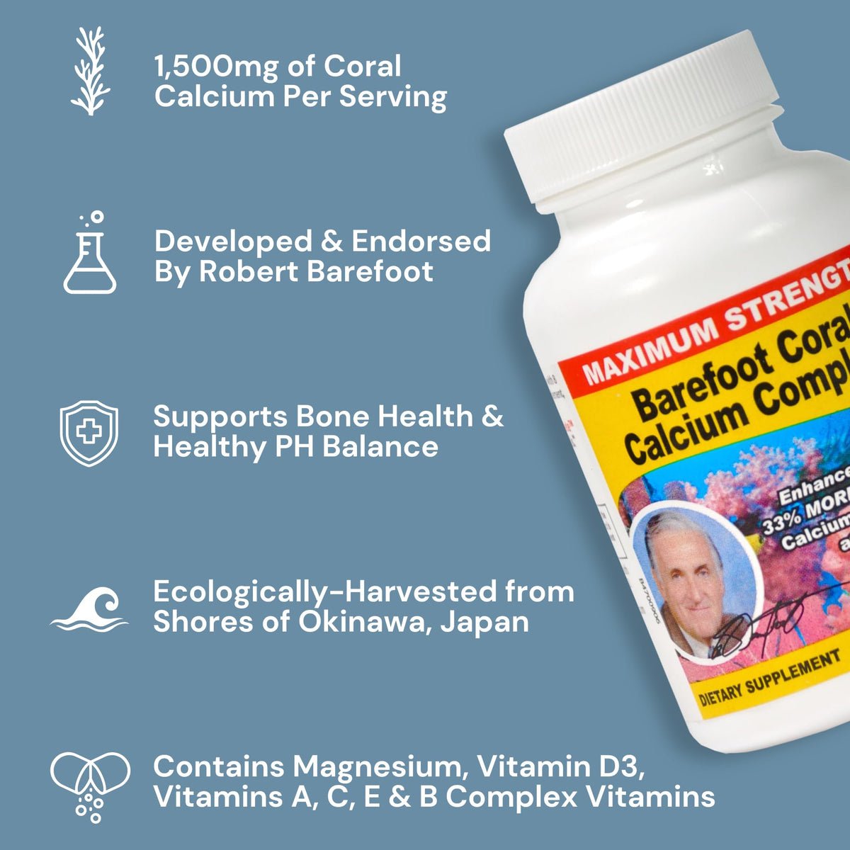 Barefoot Coral Calcium Complete 90 capsules with a glass of water