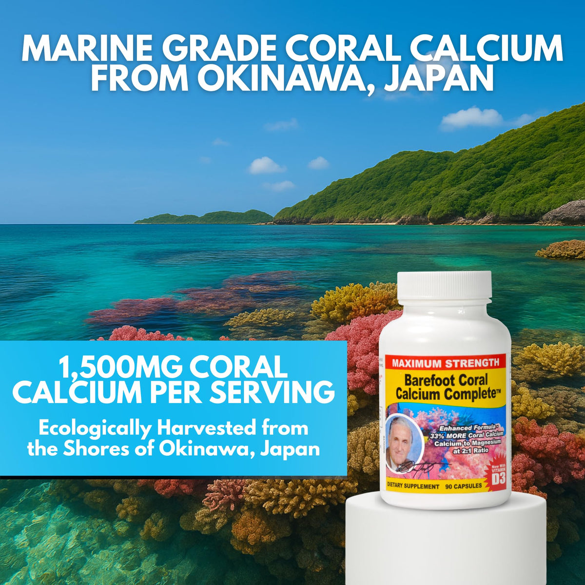 Barefoot Coral Calcium Complete 90 capsules with a measuring spoon