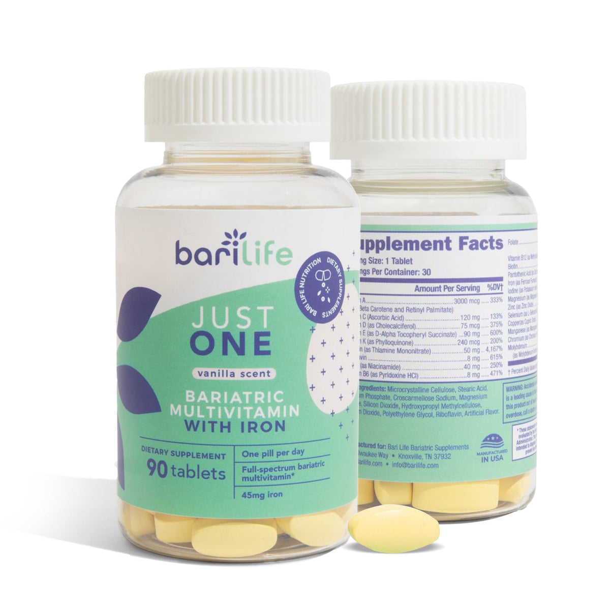 Bari Life Just One Multivitamine avec Fer 90 comprimés emballage