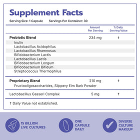 Bari Life Probiotiques capsules avec étiquette et dosage