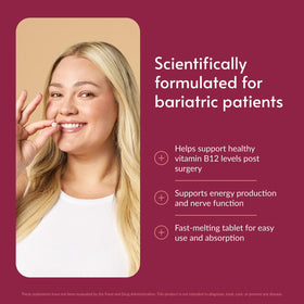 Bariatric Advantage B-12 Speedy Melts cerise noire, vue arrière du packaging