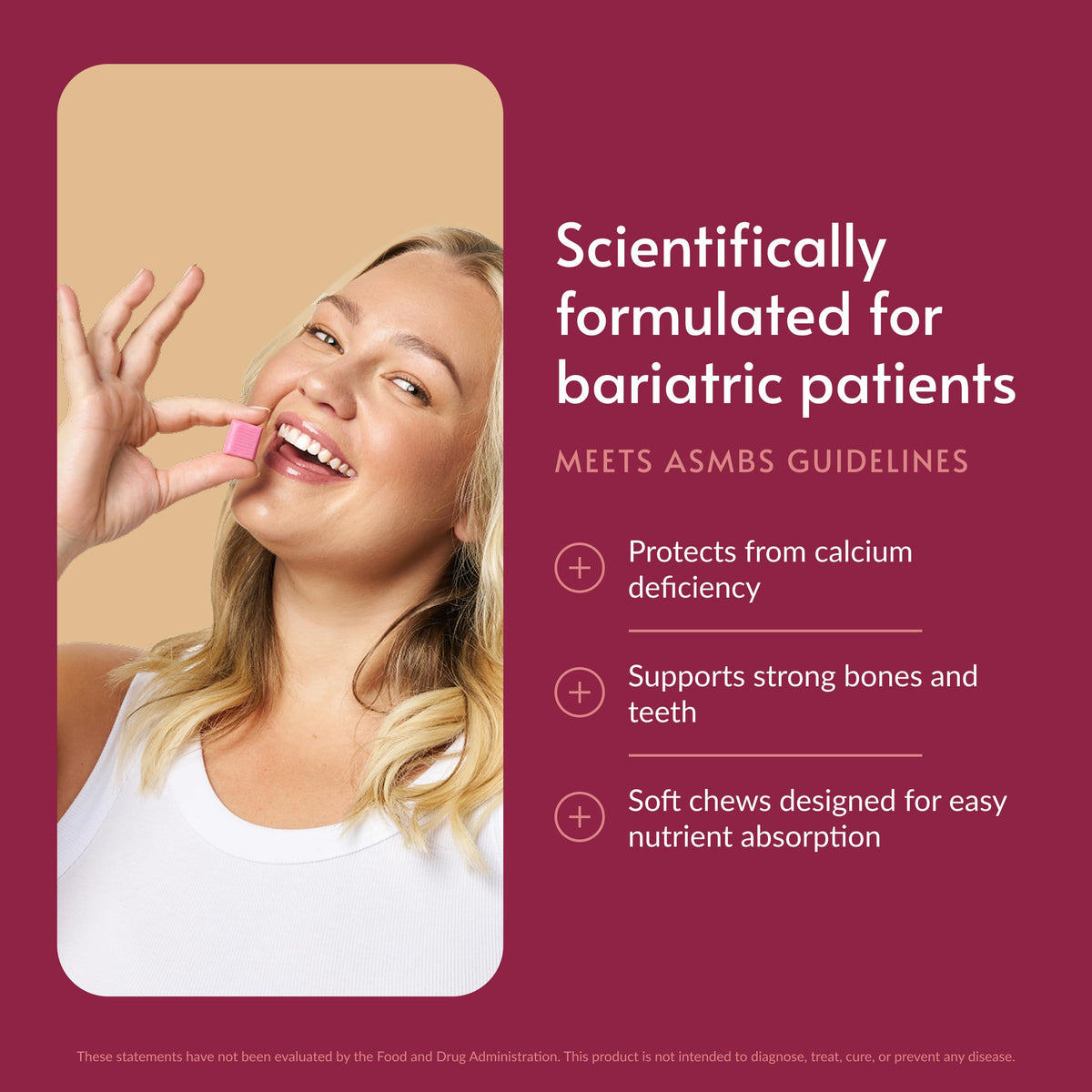 Bariatric Advantage Bouchées de Calcium Citrate 90 Ct, bouchée individuelle