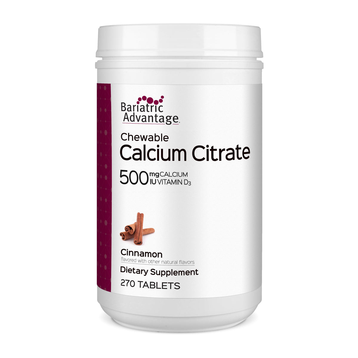 Bariatric Advantage Calcium Citrate 270 comprimés à mâcher, vue de face