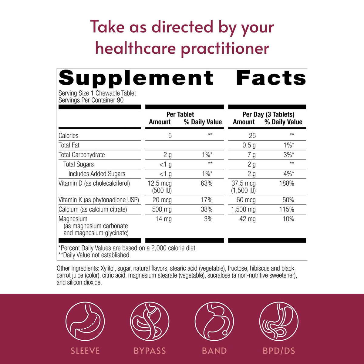 Bariatric Advantage Calcium Citrate Chewable, vue de côté