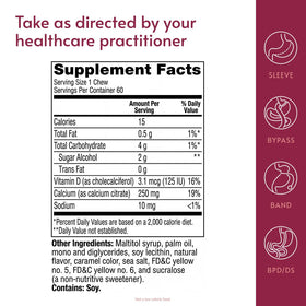 Bariatric Advantage Calcium Citrate Chewy Bites caramel, emballage arrière