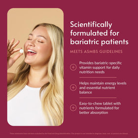 Bariatric Advantage Chewable Ultra Solo 30 Tablettes vue de côté montrant le comprimé