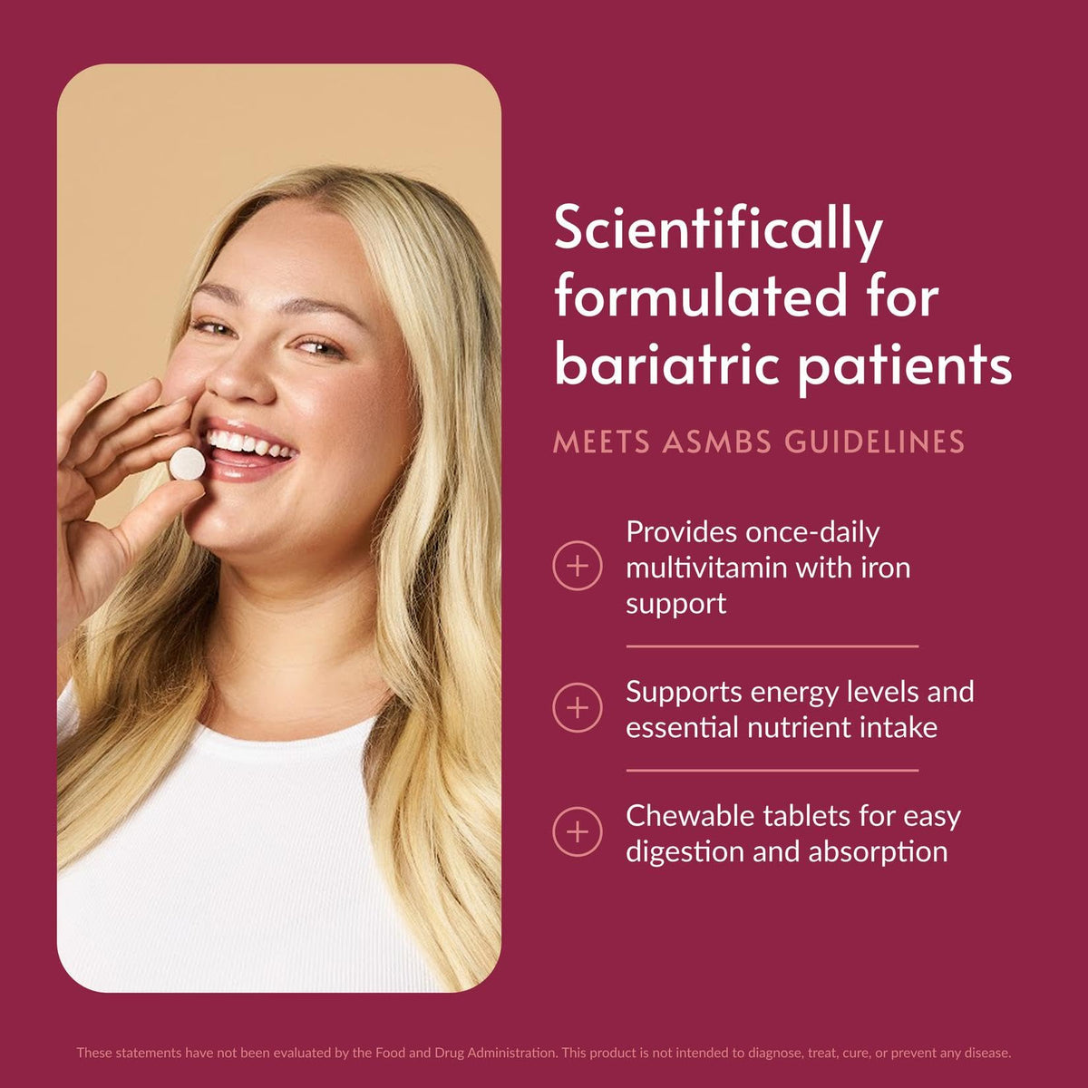 Bariatric Advantage Chewable Ultra Solo comprimés, vue de côté