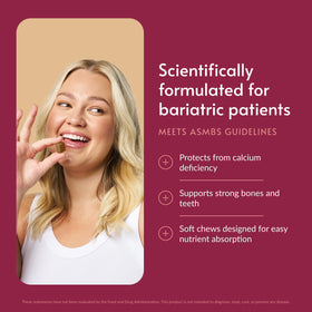 Bariatric Advantage Chewy Bites Calcium Chocolat Cacahuète bouchée sur fond blanc