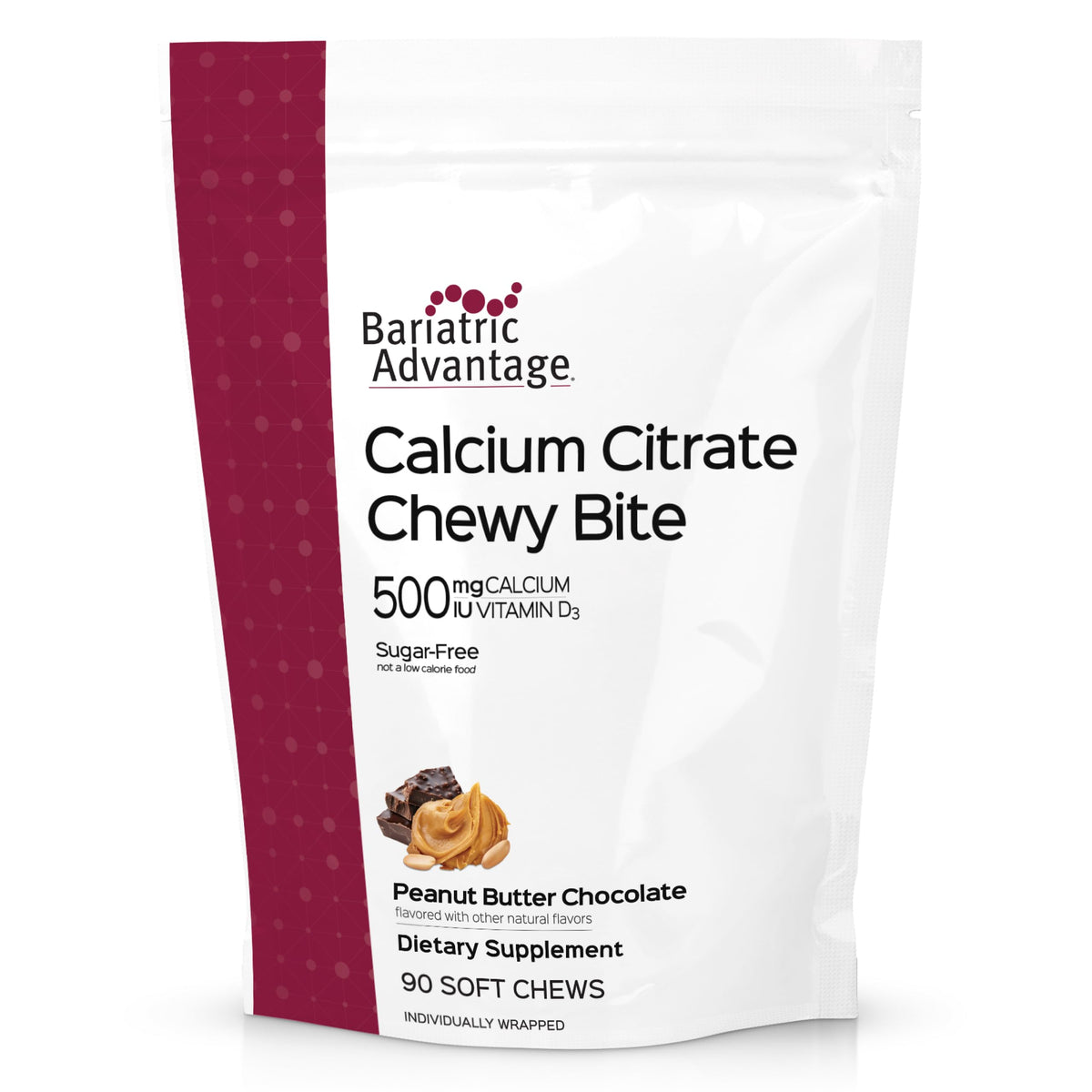 Bariatric Advantage Chewy Bites Calcium Chocolat Cacahuète emballage avant