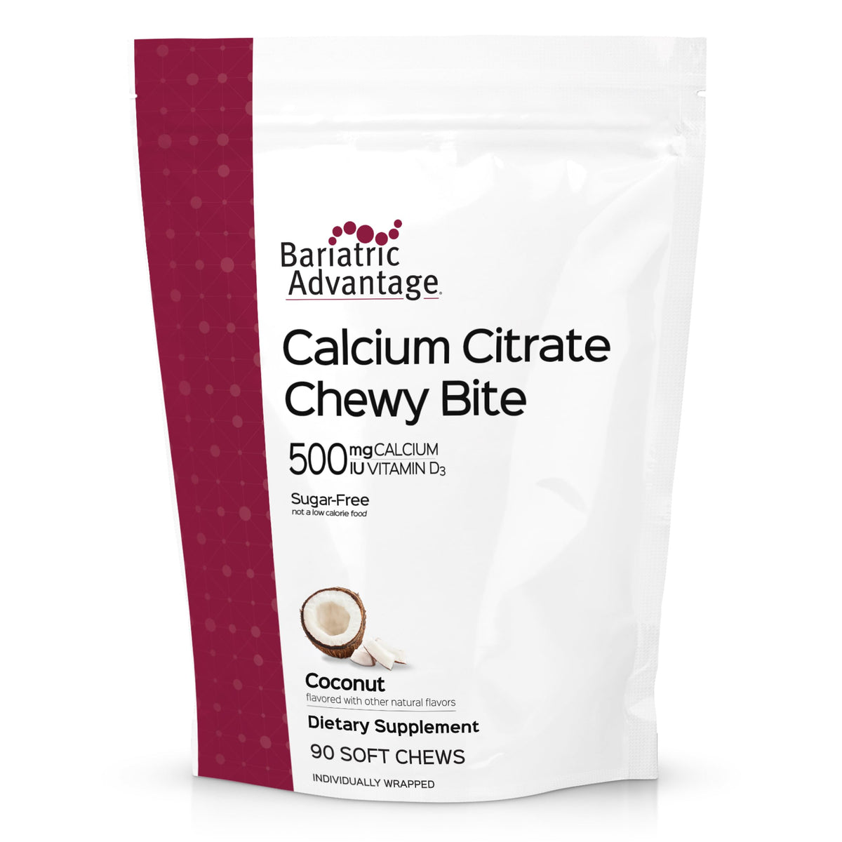 Bariatric Advantage Chewy Bites Calcium Citrate saveur coco - vue de face