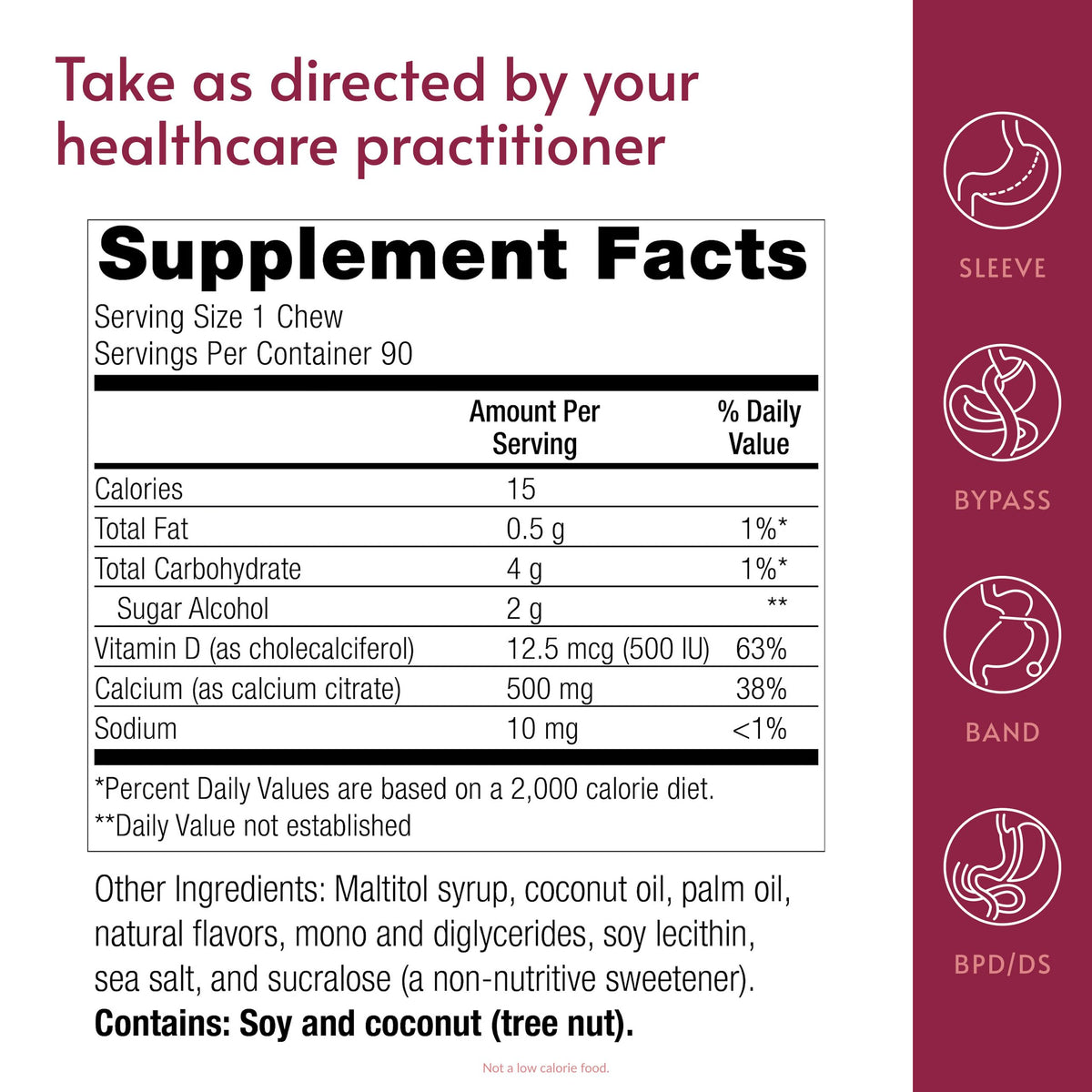 Bariatric Advantage Chewy Bites Calcium Citrate saveur coco - vue latérale